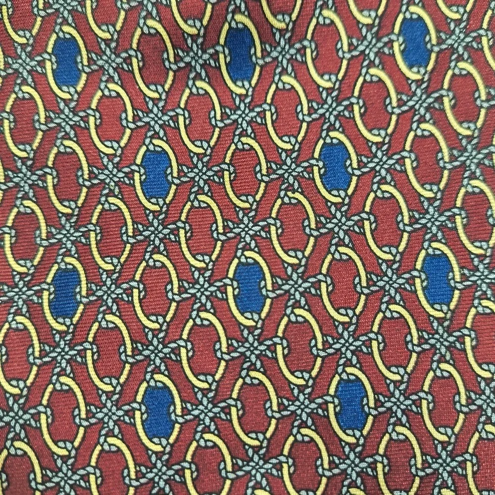Vintage Christian Dior Monsieur Tie Men 56x3.75 Red‎ Geometric Medallion Silk